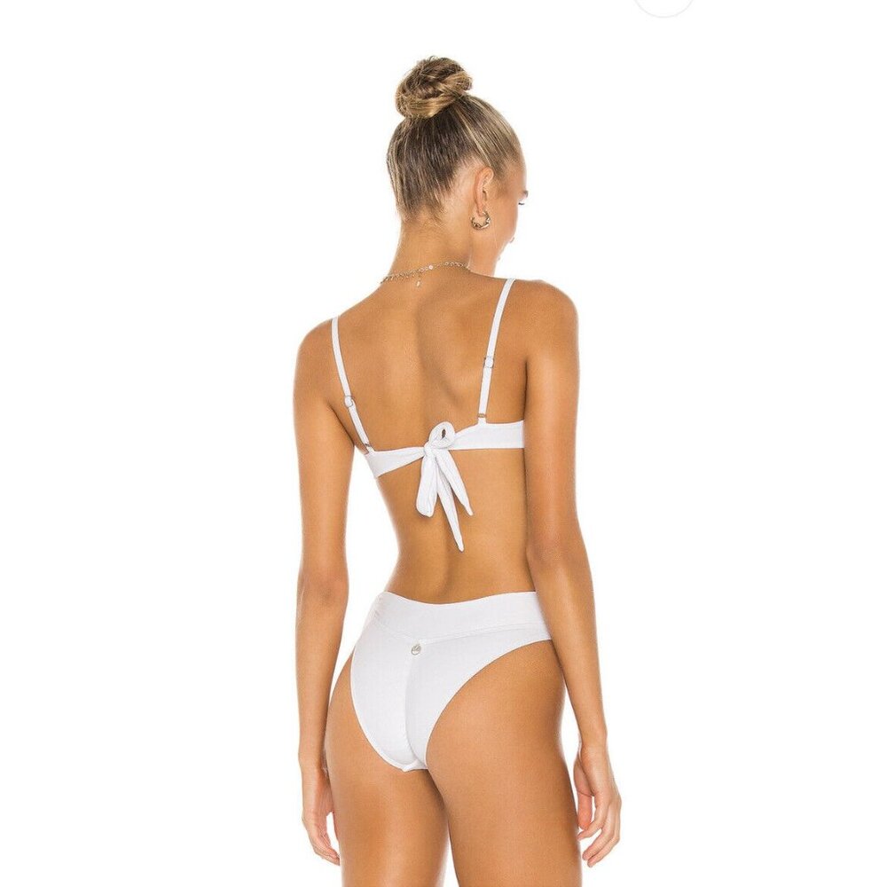 Bananhot Belen Bikini Top White Tie Back Swim Resort - Picture 4 of 6